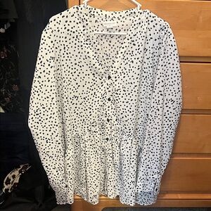 NWOT Chic Soul- White and Black Polka Dot Blouse